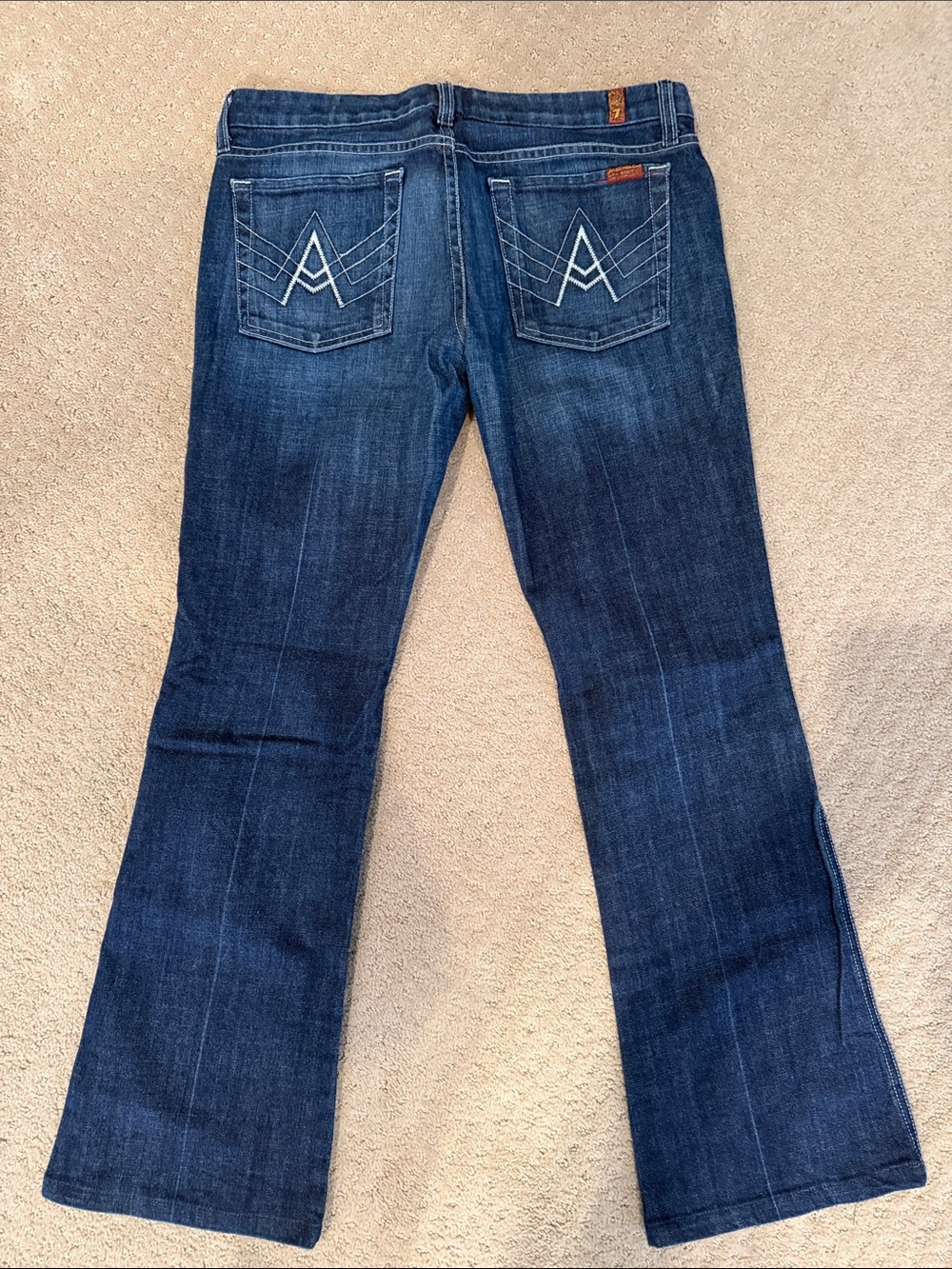 7 For All Mankind Women's Dark Blue Wide Leg Jeans